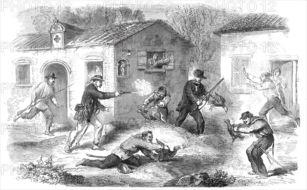 Breakfast-hunting at Roccapalumba, a Sicilian village - from a sketch by our special artist, 1860. Creator: Unknown.