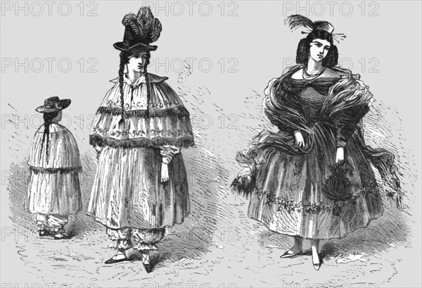 'Riding and Full-Dress costume of the Peruvian Ladies; Lima and the Andes', 1875. Creator: Unknown.