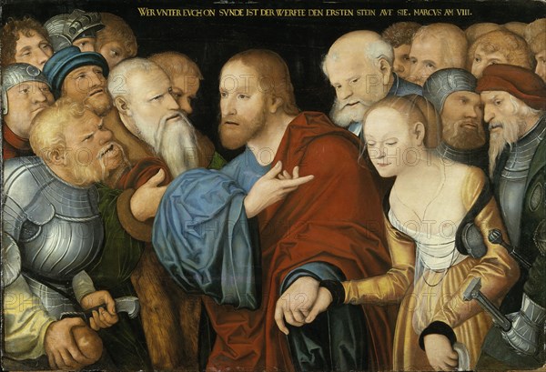 Christ and the Woman taken in Adultery, mid-16th century. Creator: Workshop of Lucas Cranach the Elder.