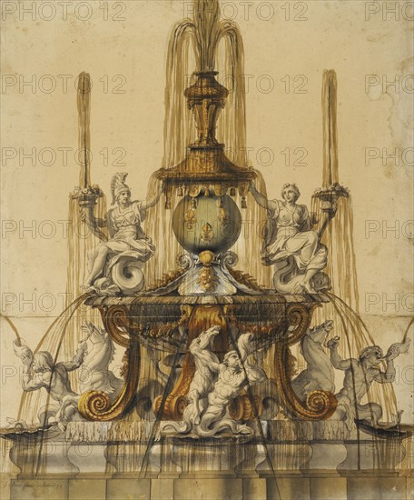 Design for a fountain at Versailles, 1673.  Creator: Unknown.