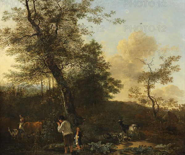 Shepherds and cattle in a landscape, mid-17th century. Creator: Adam Pynacker.