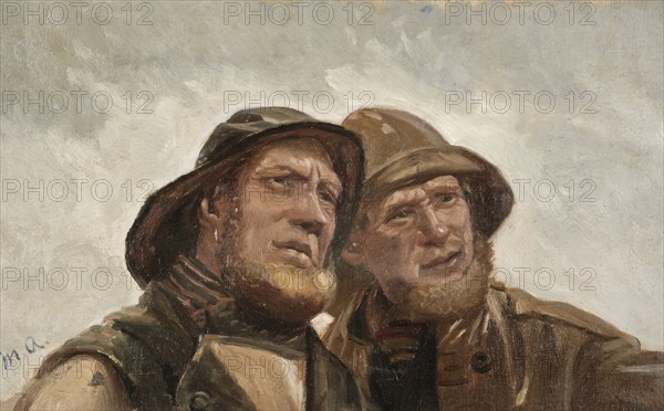 Two Fishermen. Study, late 19th-early 20th century. Creator: Michael Peter Ancher.