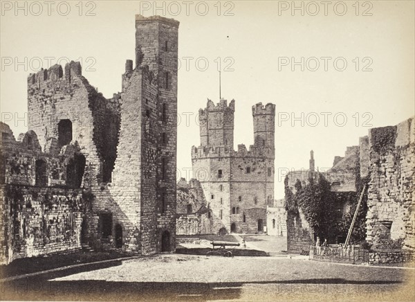 Carnarvon Castle, Interior, Looking Towards The Eagle Tower, Printed 1860 circa. Creator: Francis Bedford.