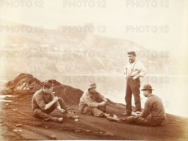 Mending The Nets, 1890. Creator: Frank Meadow Sutcliffe.