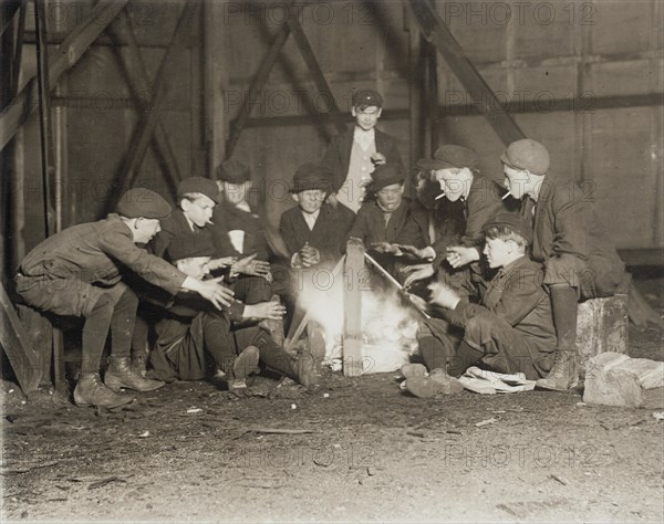 Gang of Newsboys at 10:00 p.m., 1910. Creator: Lewis Wickes Hine.