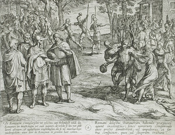 The Romans Paying Off Dutch Old Men for the Services of Young Ones, Publshed 1612. Creator: Antonio Tempesta.