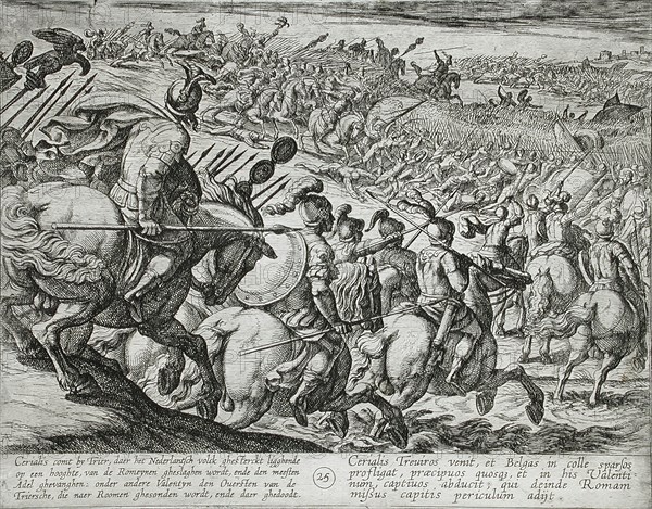 The Roman Commander Cerialis Attacks Near Trier, Publshed 1612. Creator: Antonio Tempesta.