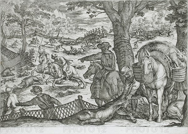 Boar Hunt, 16th century. Creator: Antonio Tempesta.