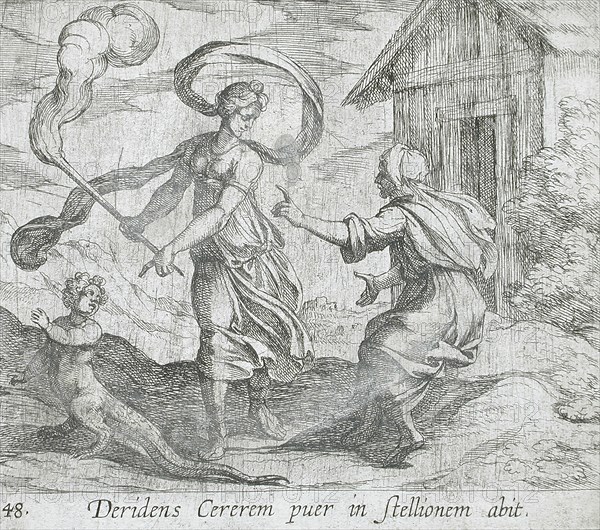 Ceres Turning a Boy into a Lizard, published 1606. Creators: Antonio Tempesta, Wilhelm Janson.
