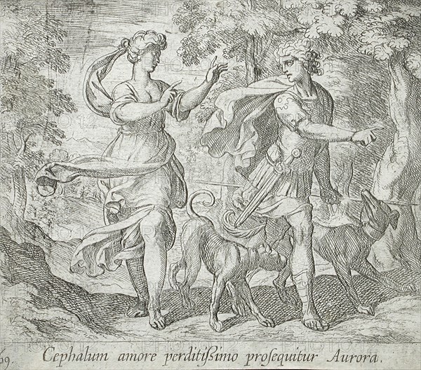 Cephalus and Aurora, published 1606. Creators: Antonio Tempesta, Wilhelm Janson.