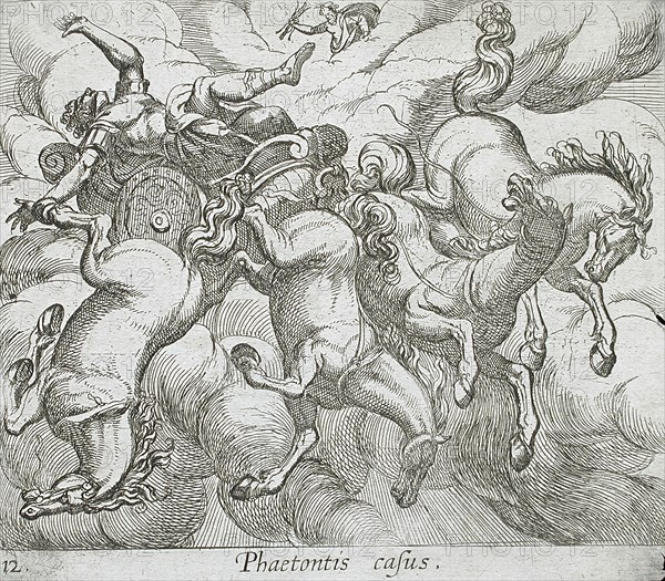The Death of Phaeton, published 1606. Creators: Antonio Tempesta, Wilhelm Janson.