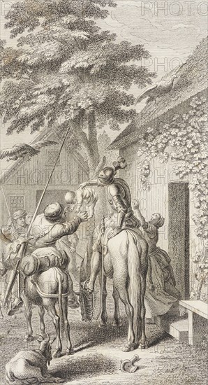 Plate XXIII from Life and Adventures of the Knight Don Quixote de la Mancha, 1780. Creator: Daniel Berger.