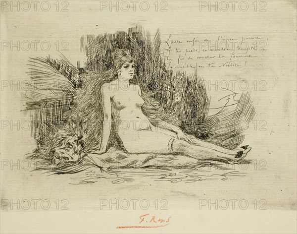 La Grande Femme à la fourrure, assise, 1878. Creator: Félicien Rops.