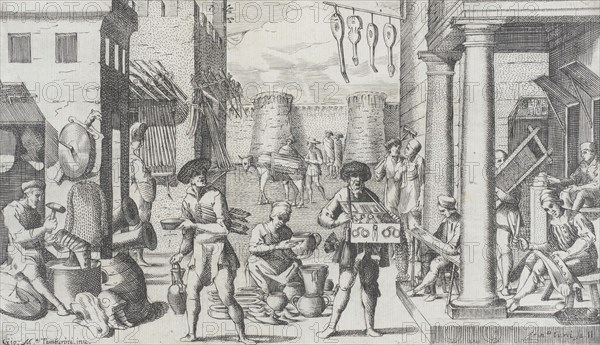 Trades Practiced in Bologna, c1640. Creators: Francesco Curti, Agostino Parisini.