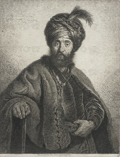 A Bearded Man Wearing a Turban/Man in oriental Costume, 1756. Creator: Georg Friedrich Schmidt.