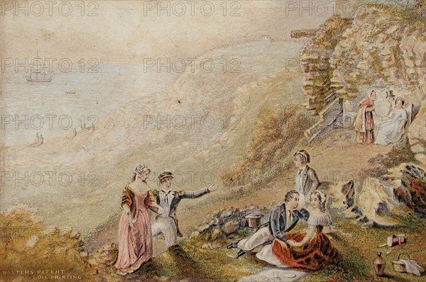 Lovers' Seat, Hastings, 1850. Creator: George Baxter.