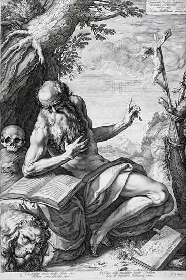 Saint Jerome in the Desert, 1596. Creator: Hendrik Goltzius.