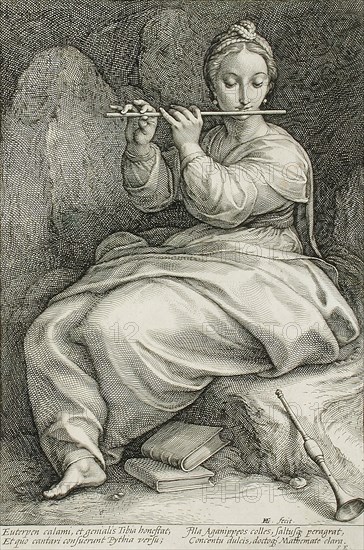 Euterpe, 1592. Creator: Hendrik Goltzius.