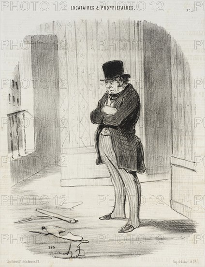 Déménagé !... et pour me payer trois termes... il me laisse..., 1847. Creator: Honore Daumier.