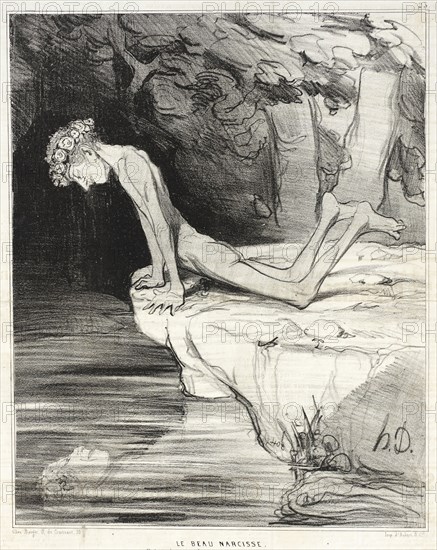 Le beau Narcisse, 1842. Creator: Honore Daumier.