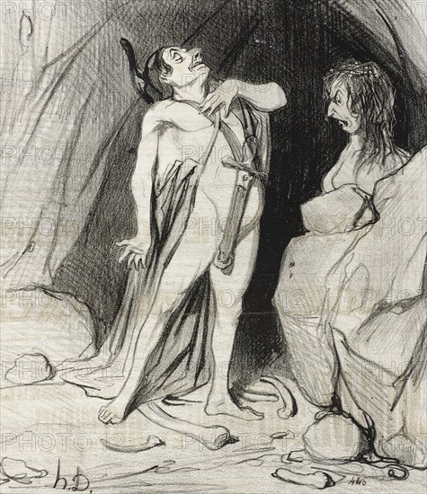 Oedipe chez le Sphinx, 1842. Creator: Honore Daumier.
