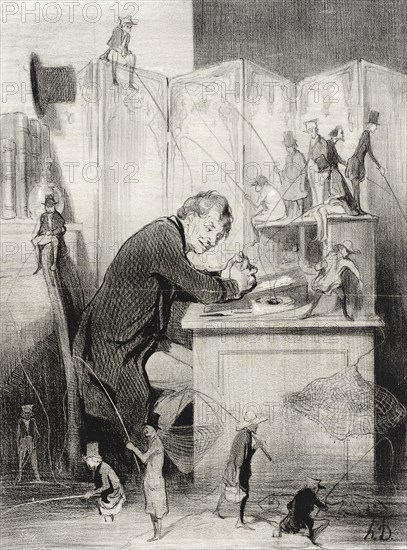 La Pêche, 1843. Creator: Honore Daumier.