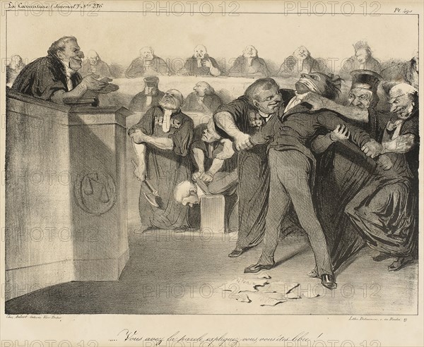 Vous avez la parole, expliquez-vous, vous êtes libre!, 1835. Creator: Honore Daumier.