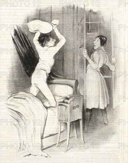 Théâtre du Vaudeville - Passé Minuit, 1839. Creator: Honore Daumier.