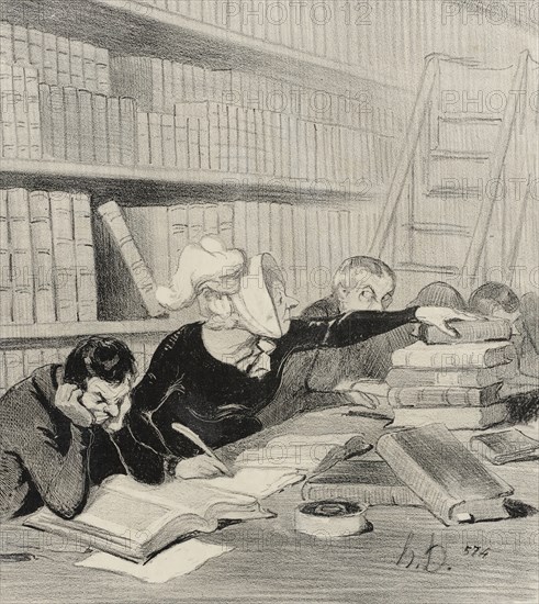 Monsieur, pardon si je vous gêne un peu..., 1844. Creator: Honore Daumier.