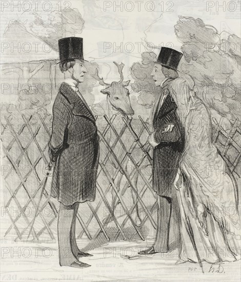 Madame Cabassol se promène..., 1845. Creator: Honore Daumier.