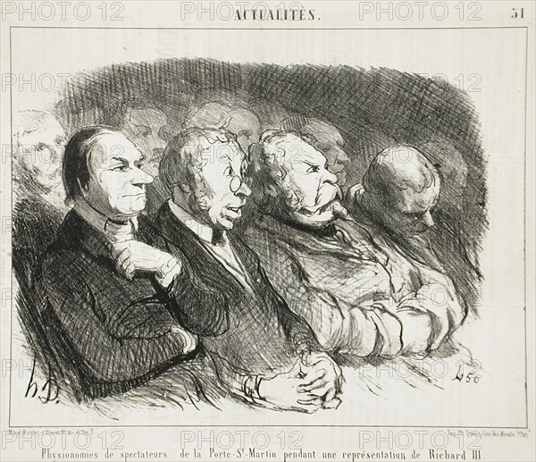 Physionomies de spectateurs de la Porte St-Martin..., 1852. Creator: Honore Daumier.