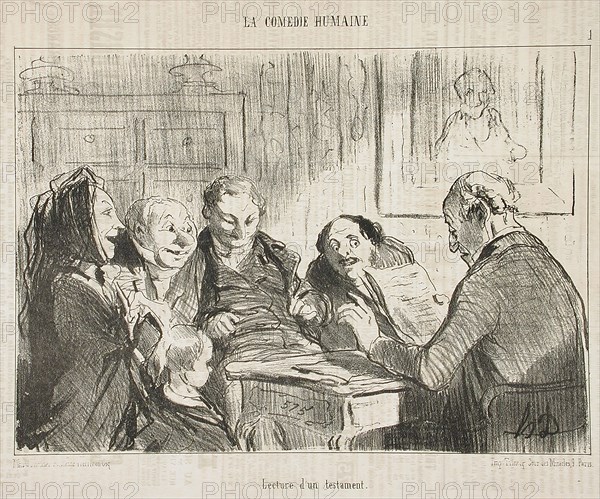 Lecture d'un testament, 1853. Creator: Honore Daumier.