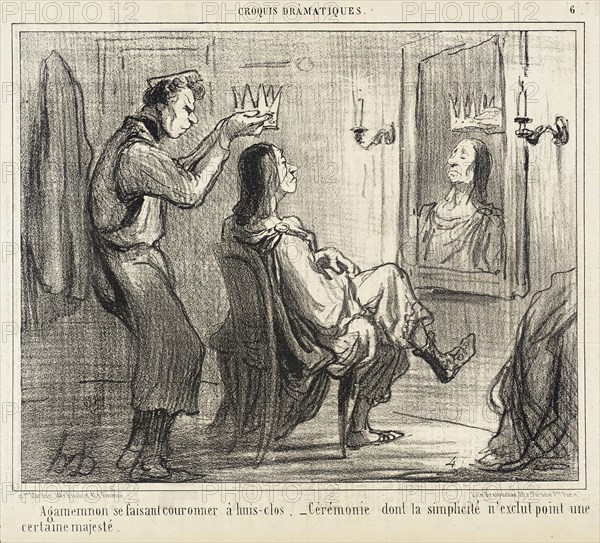 Agamemnon se faisant couronner à huis-clos, 1856. Creator: Honore Daumier.