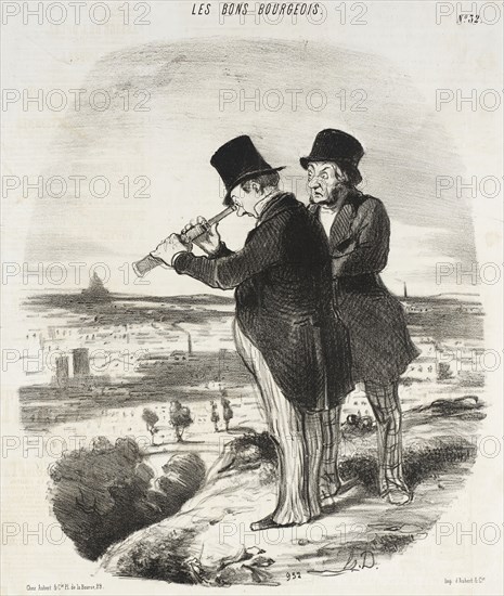 Pour une belle vue, v'là une belle vue!, 1847. Creator: Honore Daumier.