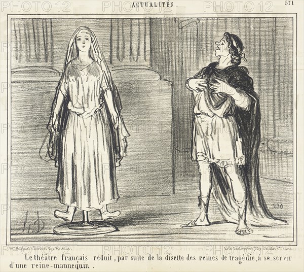 Le Théâtre français réduit...à se servir..., 1858. Creator: Honore Daumier.
