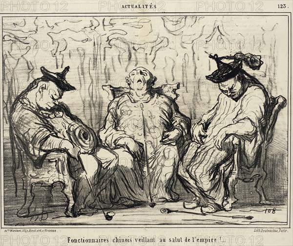 Fonctionnaires chinois veillant au salut de l'empire!, 1859.  Creator: Honore Daumier.