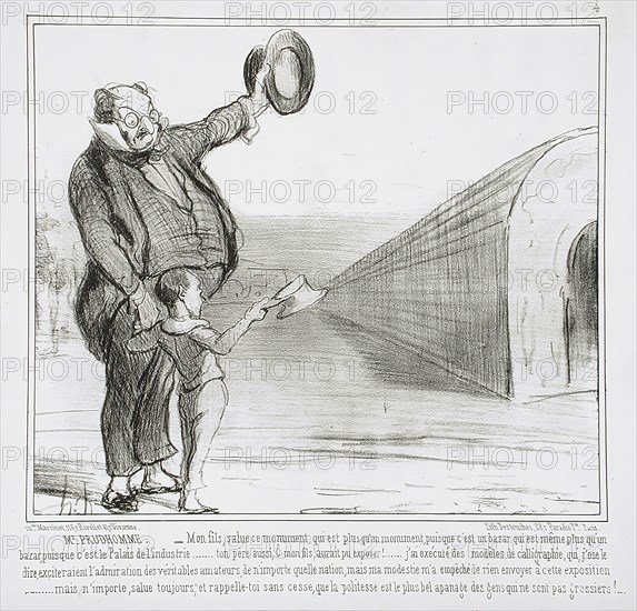 M. Prudhomme - Mon fils, salute ce monument..., 1855. Creator: Honore Daumier.