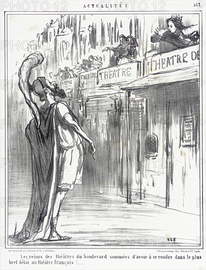 Les reines des théâtres du boulevard..., 1858. Creator: Honore Daumier.
