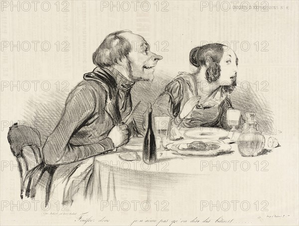 Finissez donc...je n'aime pas qu'on dise des bêtises..., 1838. Creator: Honore Daumier.