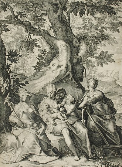 Faith, Hope, and Charity, 1590. Creator: Jacob Matham.