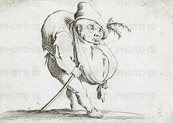 A Hunchback with a Cane, 1616. Creator: Jacques Callot.
