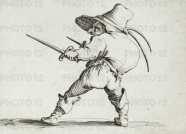 Man with a Large Belly Adorned with a Row of Buttons, 1616. Creator: Jacques Callot.