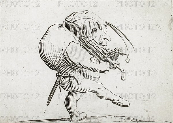 Man Playing a Grill in the Manner of a Violin, 1616. Creator: Jacques Callot.