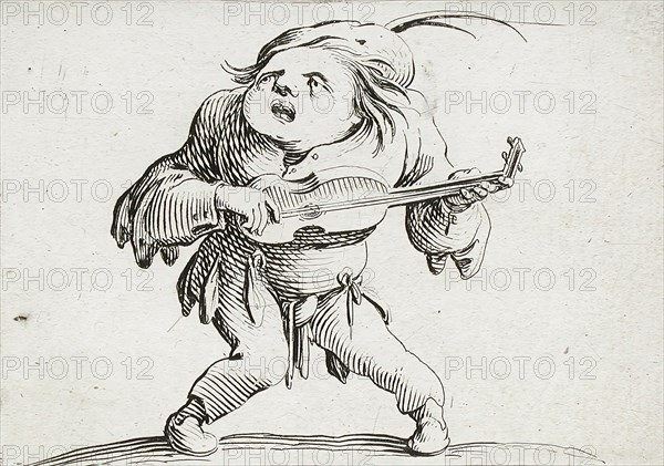 A Bandy-Legged Man Playing the Guitar, 1616. Creator: Jacques Callot.