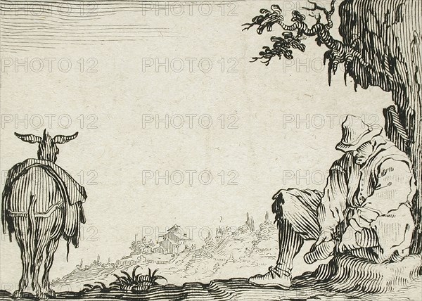 A Peasant Removing his Shoes, c1621. Creator: Jacques Callot.