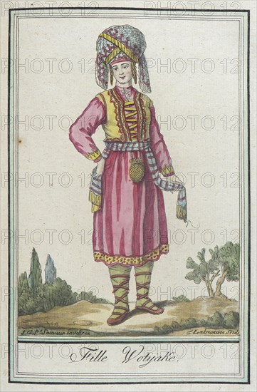 Costumes de Différents Pays, 'Fille Wotÿake', c1797. Creators: Jacques Grasset de Saint-Sauveur, LF Labrousse.