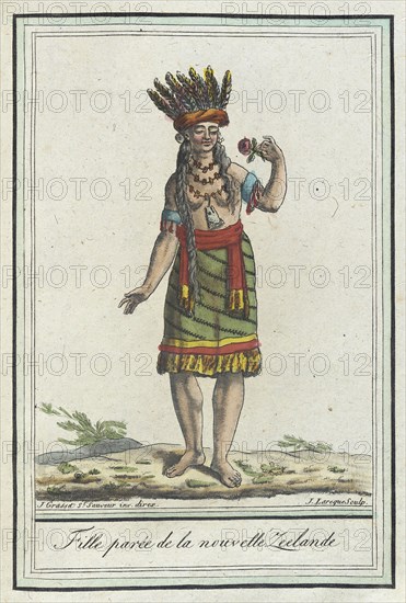 Costumes de Différents Pays, 'Fille Parée de la Nouvelle Zeelande', c1797. Creators: Jacques Grasset de Saint-Sauveur, LF Labrousse.