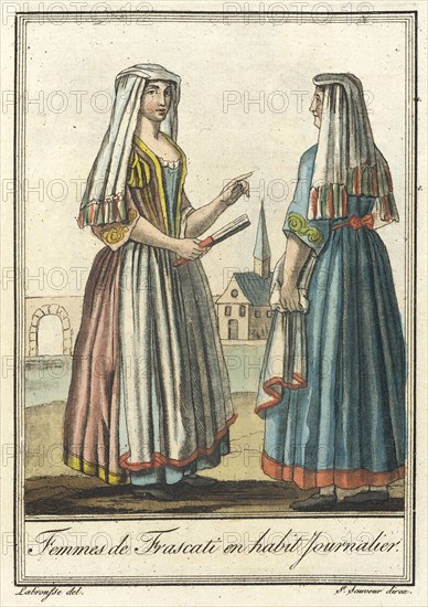 Costumes de Différents Pays, 'Femmes de Frascati en Habit Journalier', c1797. Creators: Jacques Grasset de Saint-Sauveur, LF Labrousse.