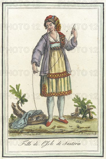 Costumes de Différents Pays, 'Fille de l'Isle de Santorin', c1797. Creators: Jacques Grasset de Saint-Sauveur, LF Labrousse.