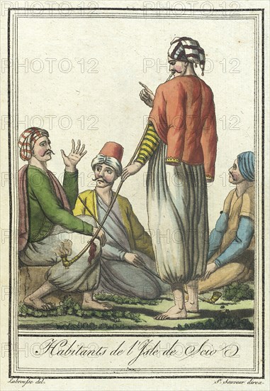 Costumes de Différents Pays, 'Habitants de l'Isle de Scio', c1797. Creators: Jacques Grasset de Saint-Sauveur, LF Labrousse.